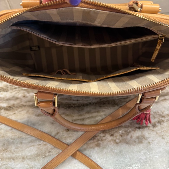 Brahmin Croc-Embossed Dome Satchel - Navy, Beige, Tan & Red Matching Wallet - Picture 14 of 16